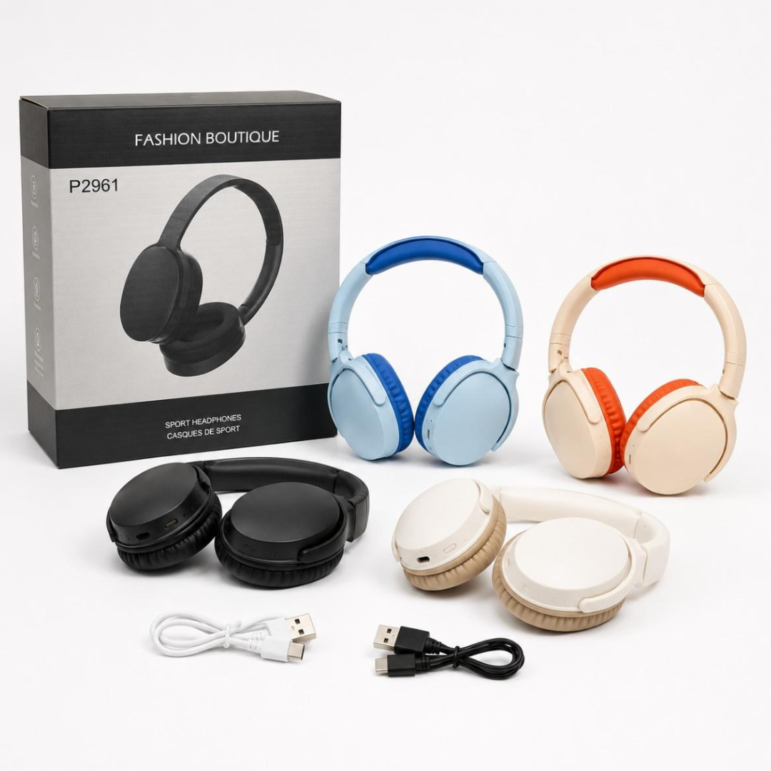 Auriculares Vincha Bluetooth P2961 Plegables con Manos Libres y Carga USB-C (Colores Pastel variado) - Imagen 2