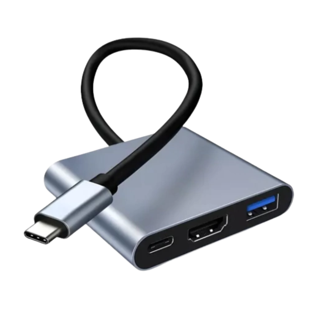 Adaptador Hub USB Tipo C a HDTV 3 en 1 (HDMI 4K / USB 3.0 / Tipo C PD)