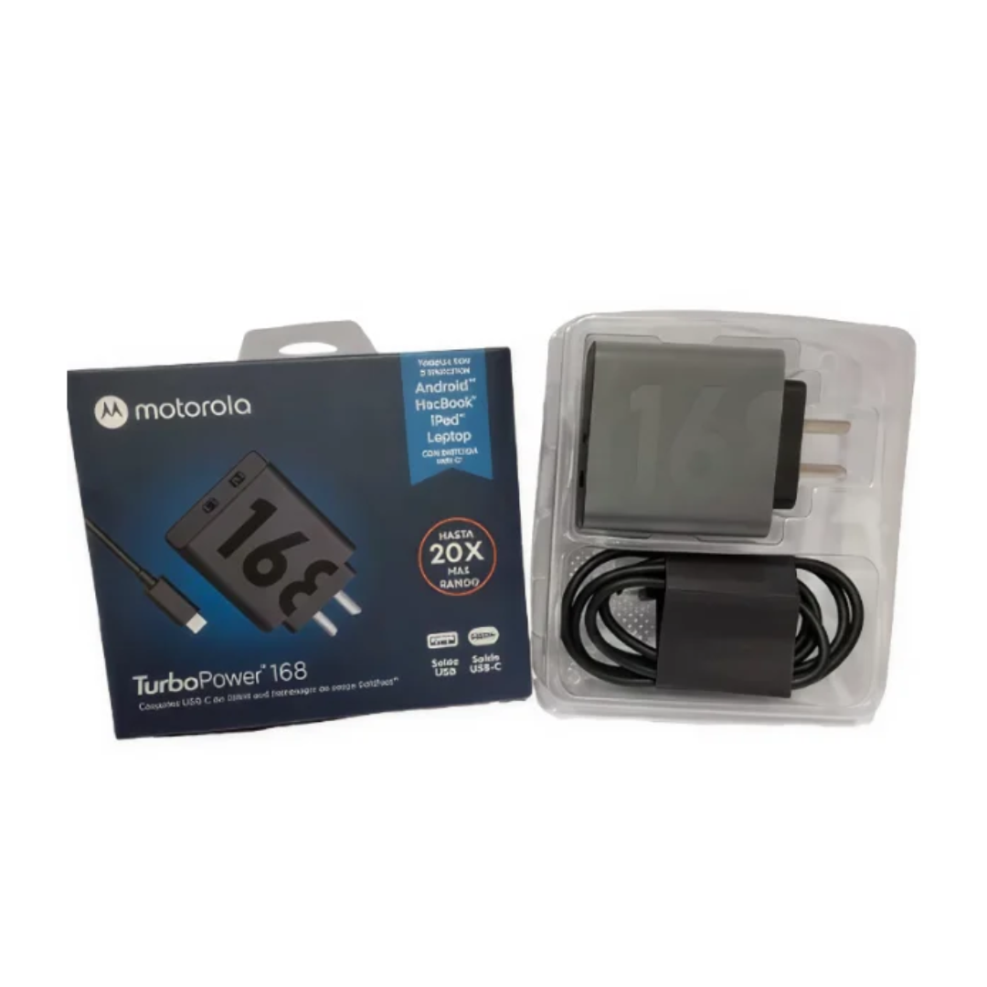 Cargador de Pared Tipo Motorola TurboPower 168W GaNFast USB-C con Cable Tipo C Incluido - Imagen 3