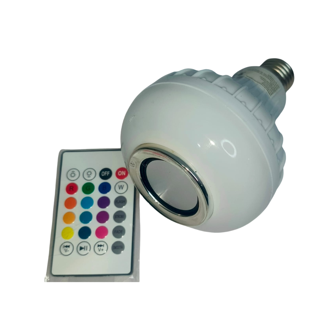 Lámpara Foco LED RGB 12W con Parlante Bluetooth y Control Remoto (Rosca E27) - Imagen 3