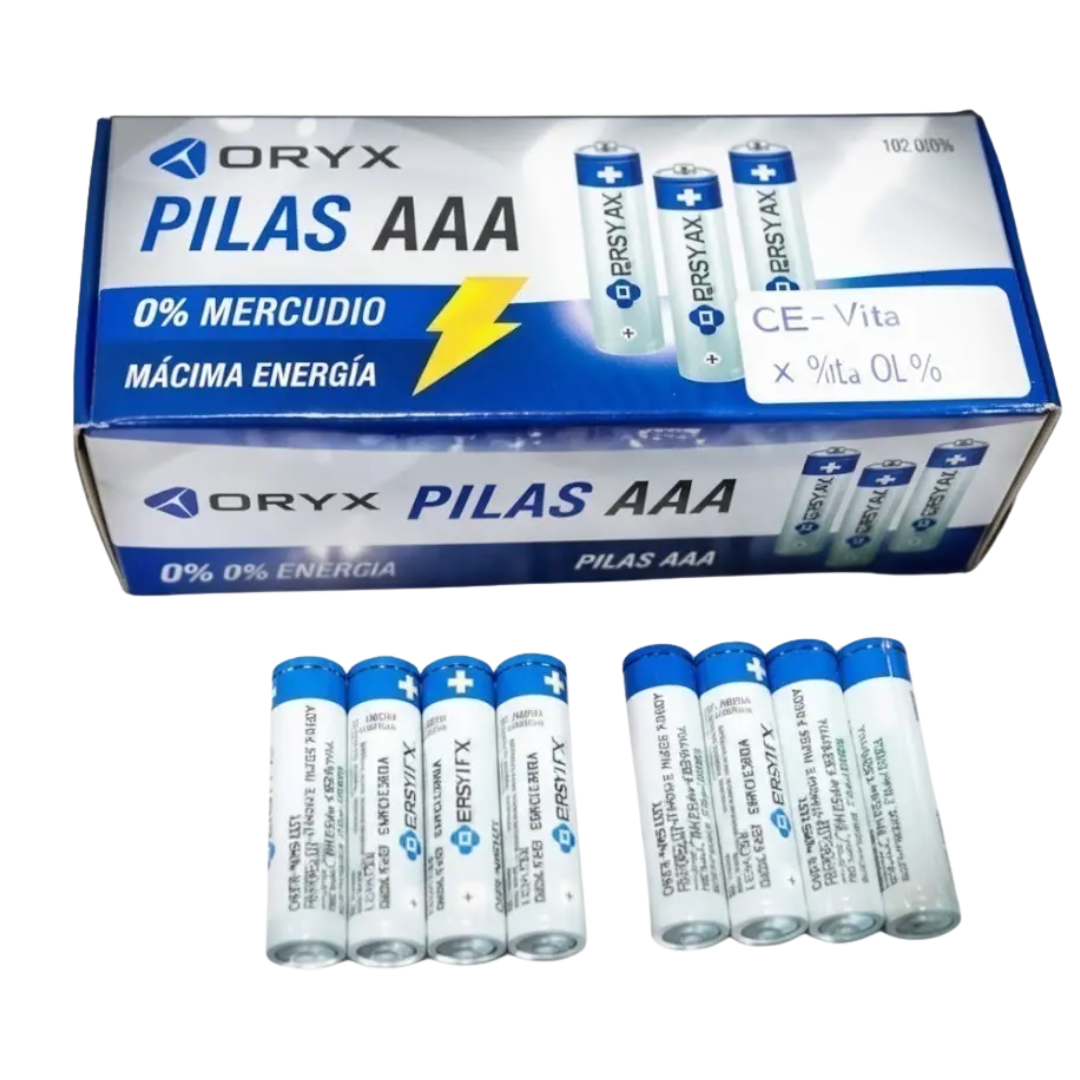 Pilas AAA 1.5V Pack Mayorista Caja x 40 Unidades (0% Mercurio)