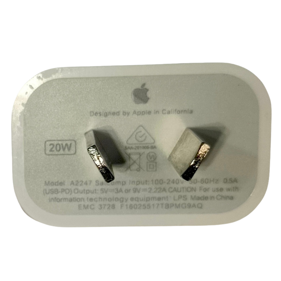 Cargador de Pared "APPLE" USB-C 20W Carga Rápida Power Delivery (Pata Argentina) - Imagen 3